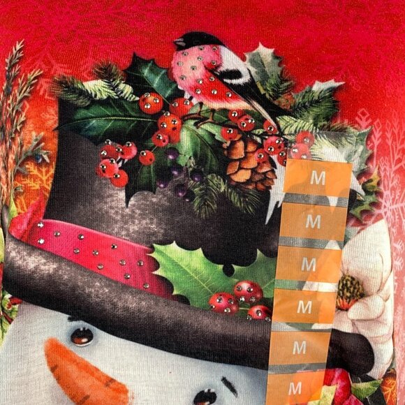 One World Top Medium Cozy Snowman Long Sleeve Embellished Snowflakes NWT TP-1956 - Picture 4 of 10